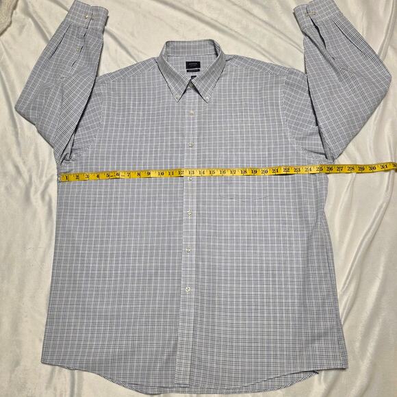 Arrow Mens Long-sleeve Button Down Dress Shirt, Light Blue Grid, 17.5, 32/33 - Picture 6 of 8